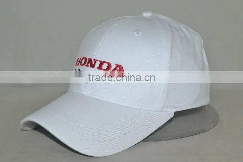 Guangzhou professional custom 100% cotton white hat factory Famous auto brand baseball cap
