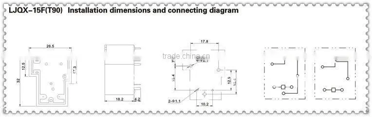 5pins 40A general purpose PCB electromagnetic relay LJQX-15F/T90 dc12v/dc24v/ac220v