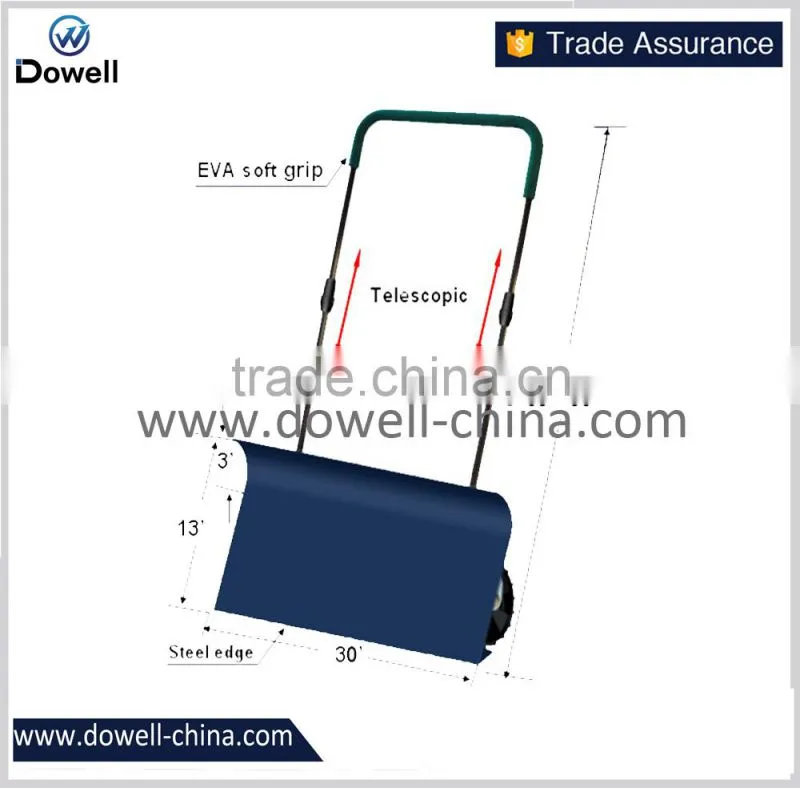 wheels detachalbe telescopic push snow shovel