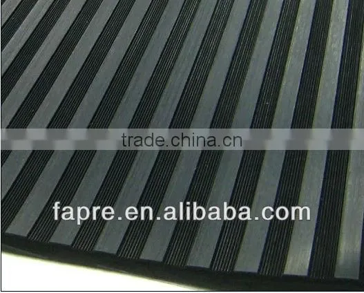 Black broad ribbed rubber matting