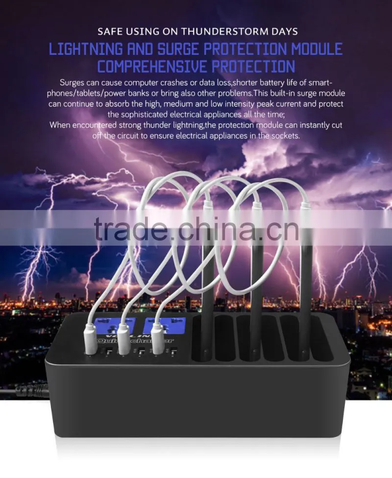 Multi-Functional Smart Digital Power Charger With 6 Ports For IPhone 6s IPad Air Mini Samsung Smartphone Tablet Laptop