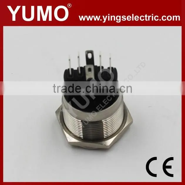 Hot sale LA19AJS ROHS 19mm flat round with ring LED IP65 momentary alternate pin terminal 5A/250VAC 5 pin push button switch