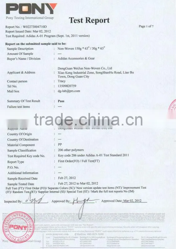 High Quality 100%PP Nonwoven Hydrophilic Fabric