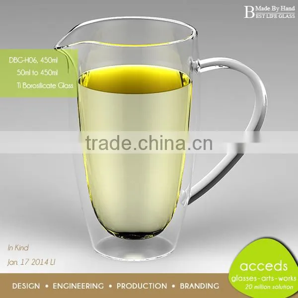 Pyrex Double Wall / Sided Drinking Hand Blown Glass