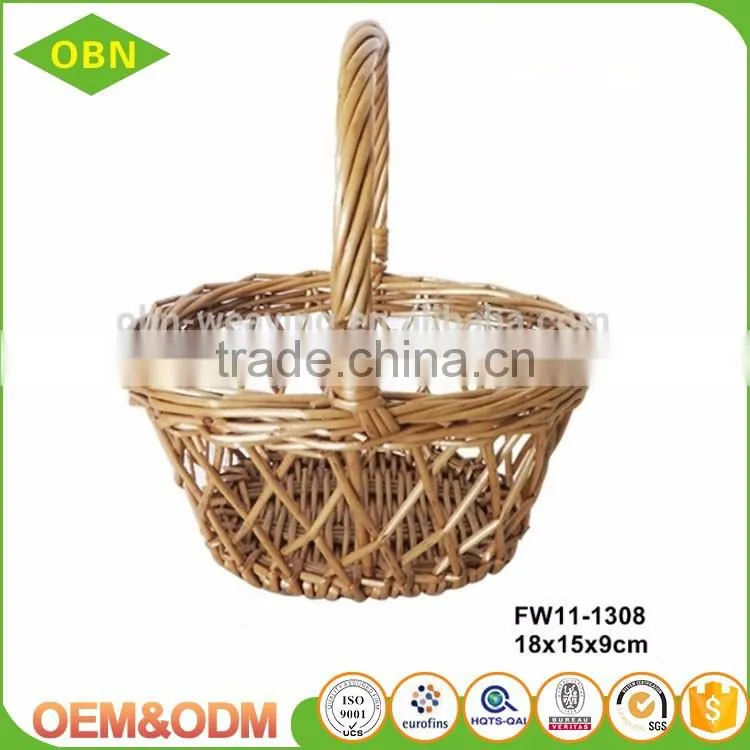Custom size small hanging storage wholesale wicker basket with handle for gift