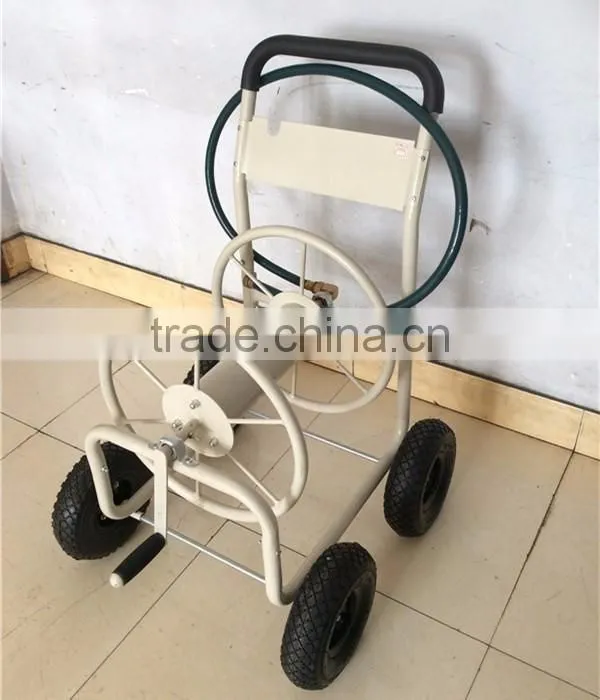 Metal Four Wheel Garden Hose Reel Cart