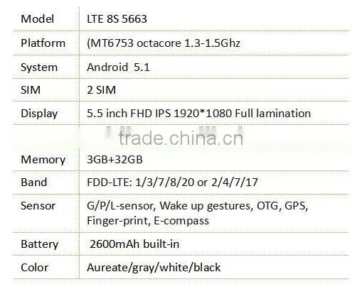 8S mobile 4G LTE8S5663 5.5" hot selling smart phone