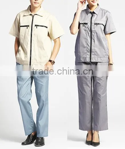 2016 OEM customized unisex garage overall uniforms short sleeve workwear