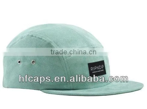 Green flat custom blank suede 5 panel cap