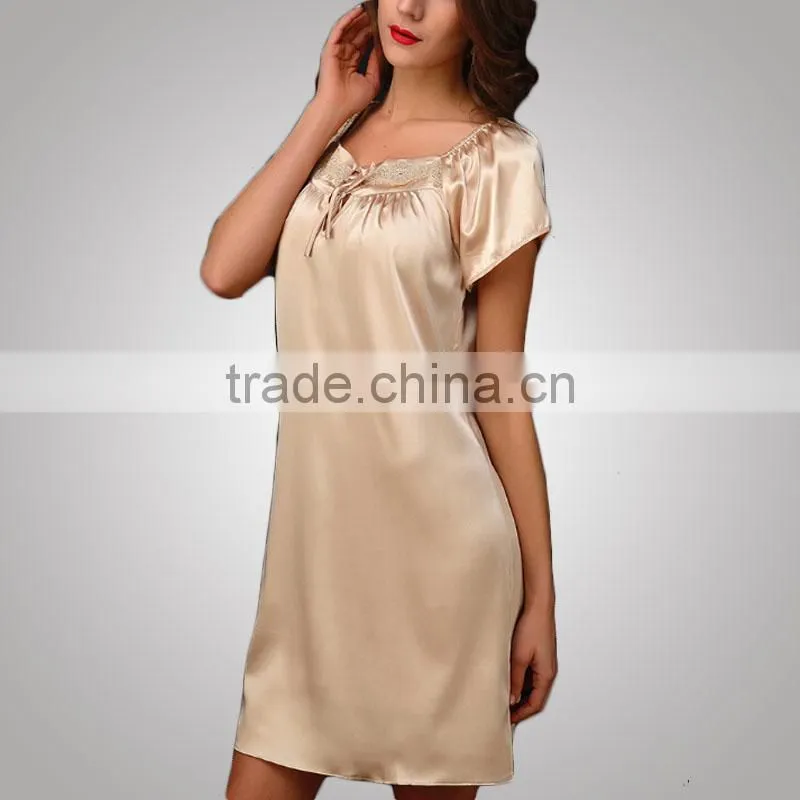 Modern Design Chinese Style New Fashion Satin Nightdress Women Dress Manufacturer
