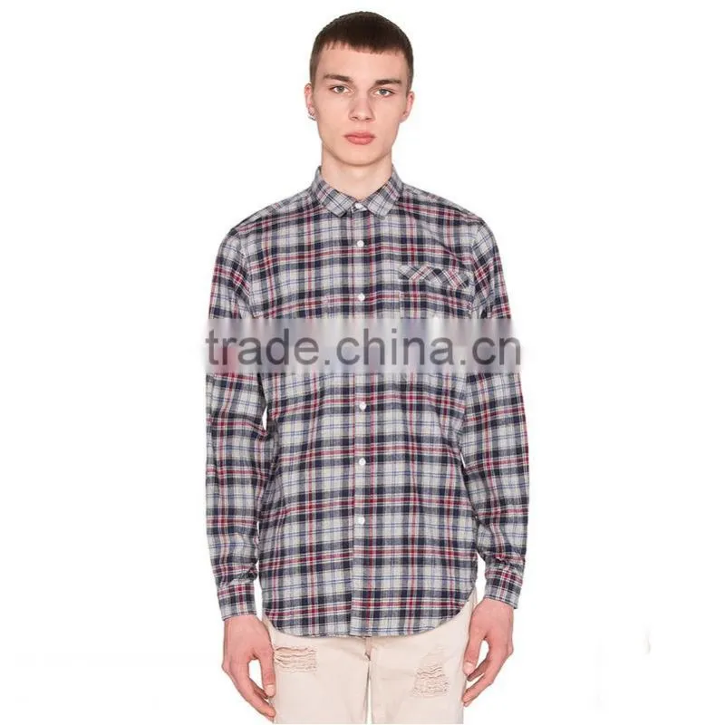 Wholesale European plaid flannel cheap casual stylish cotton check shirts for men