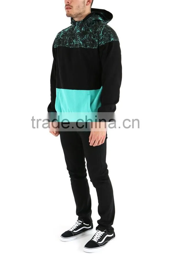 100% cotton pocket sport custom men hoodie two tone hoodies