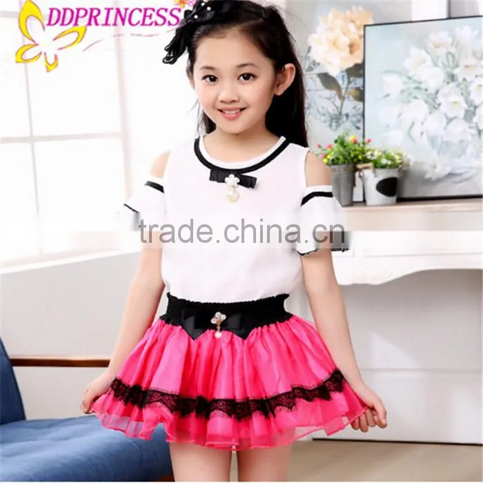 fashion lace big bow ball gown girls two-piece dress princess dress for children