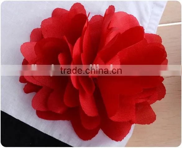 New Girls Flower Dresses Red and White Striped Princess short sleeve Dress for birthday wear SV000318