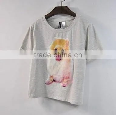 2015 New Arrival Autumn Short Sleeve New York Print Custom Ladies Crop Top
