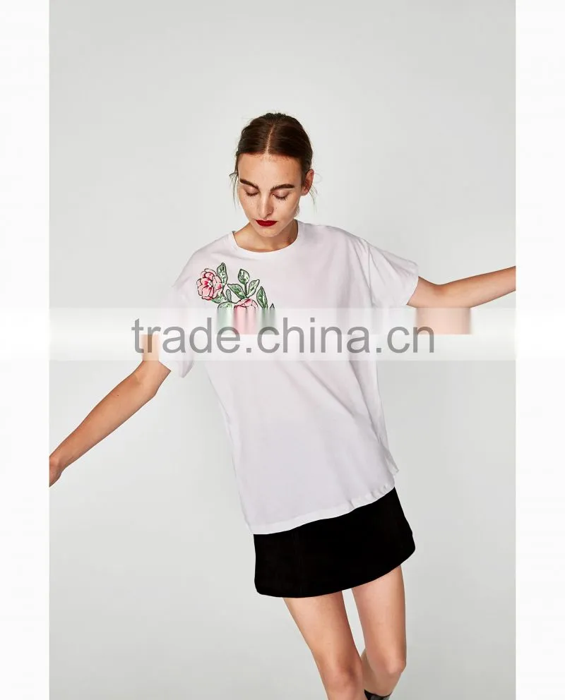 China Manufacture OEM Printed Logo New Design Summer Style 95% Cotton 5% Spandex 150g Short Sleeve O-Neck Women's T Shirts