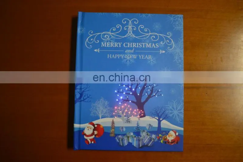 Merry Christmas hardcover Custom LED Lighting Up Diary/Notebook With Fiber Optic