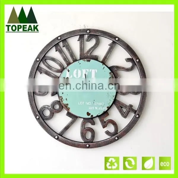 Popular Luxury Quality Vintage round Antique Design Natural Color Rustic Style Wall Clock