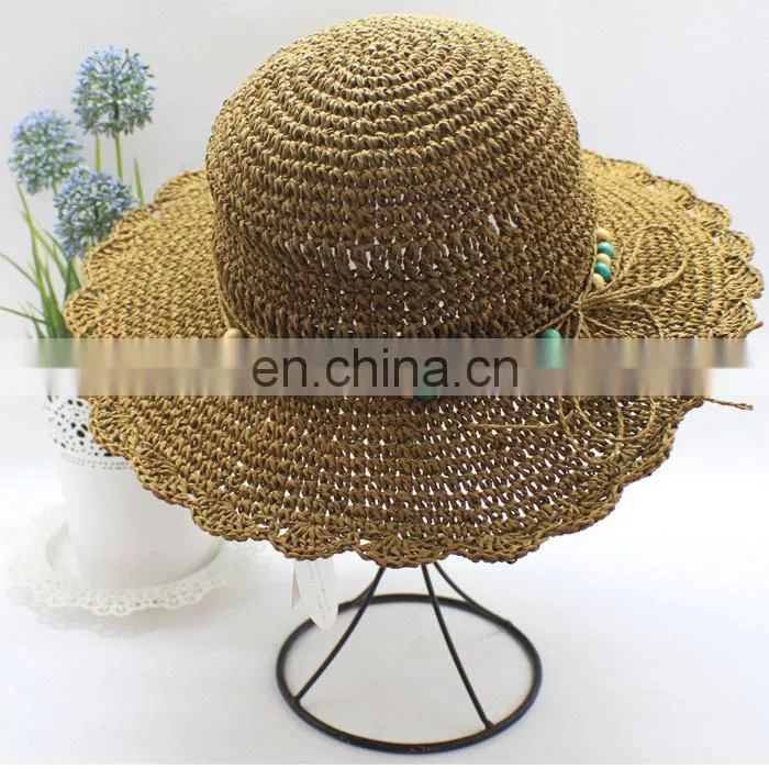 2015 New Fashion Casual Summer Sunscreen Wide Large Brim Cap Women Hollow Out Straw Hat