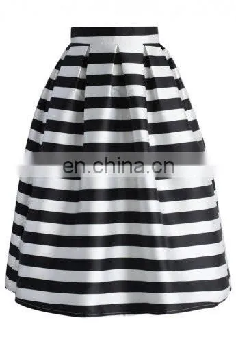 Stripes Full A-line Midi Skirt