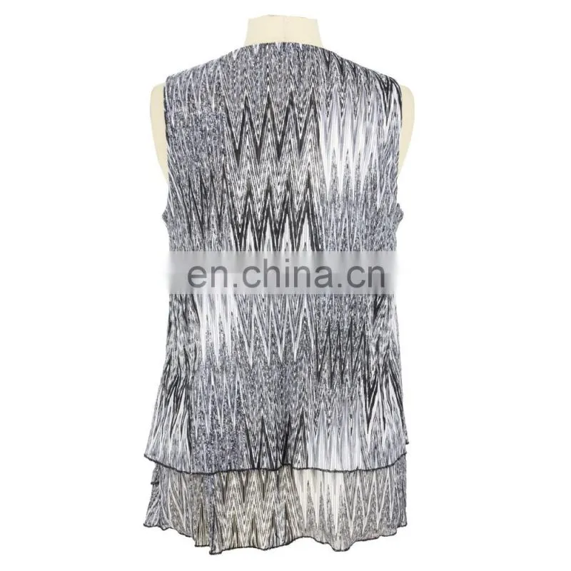 Aztec Print Mesh Two Layers Missy Lady Vest Top