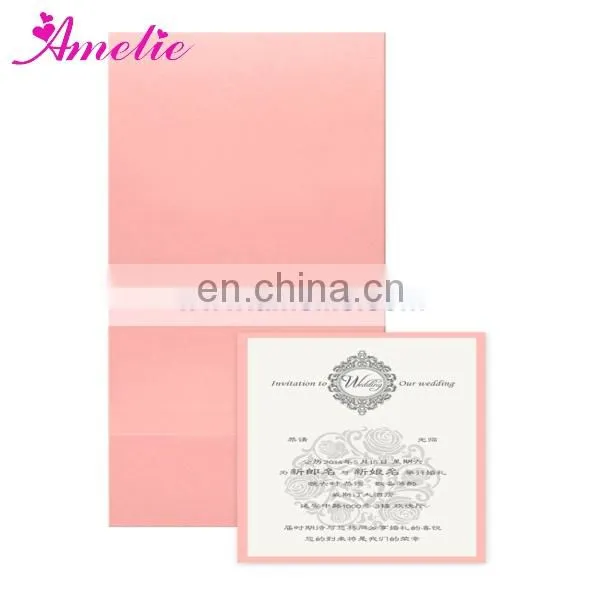 AC139 Pink Color With Good Quality Wedding Card Invitation