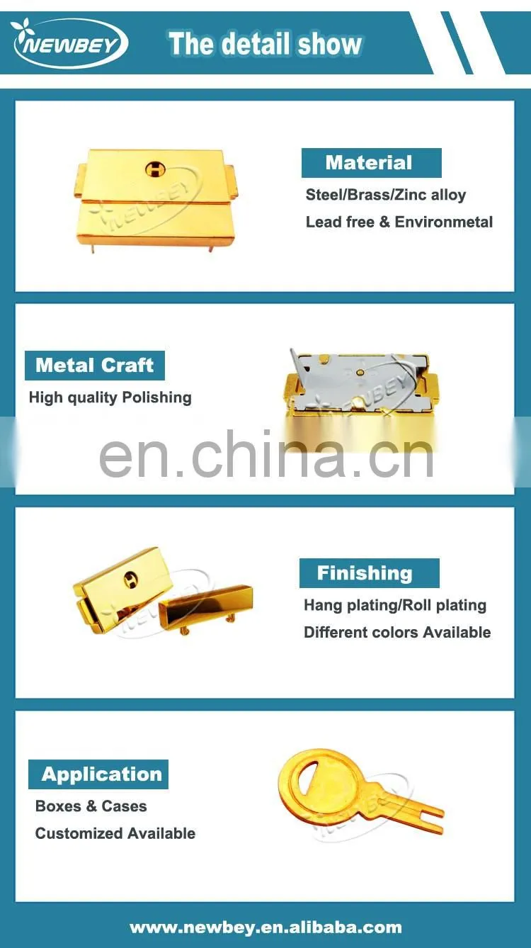 China Wholesale Mini Metal Gold Jewelry Box Key Lock With Key