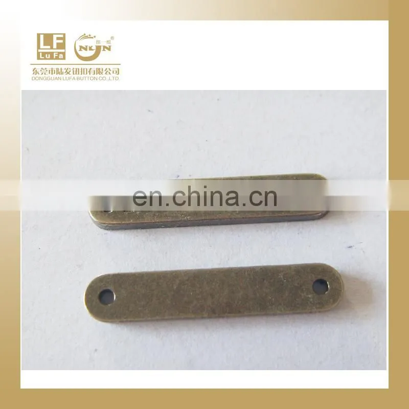 anti brass brushed metal LOGO plate with 2 chains