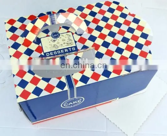 Folding corrugated board navy color paper 8 inch cake box with handle