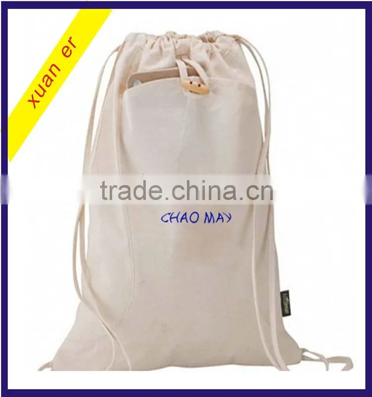 Fashion custom printed canvas drawstring backpack bag