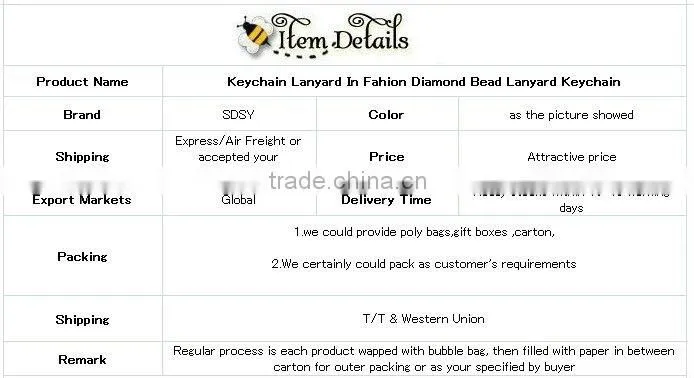Keychain Lanyard In Fahion Diamond Bead Lanyard Keychain