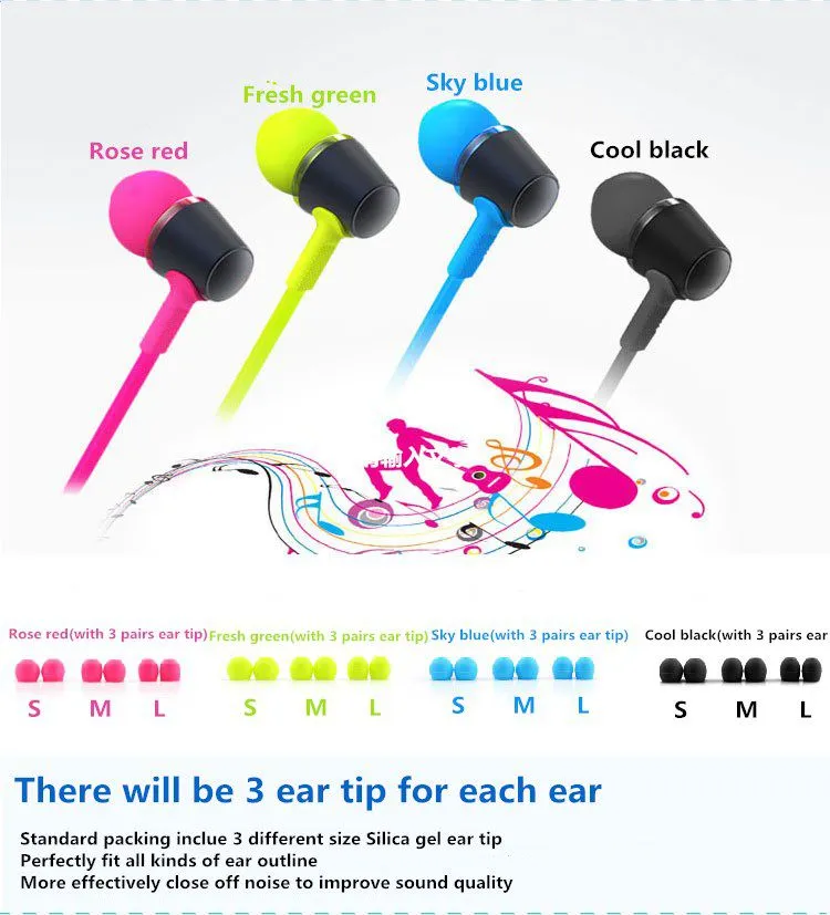 In-ear Coloful wired stereo metal headphones with mic for Huawei Mate 10