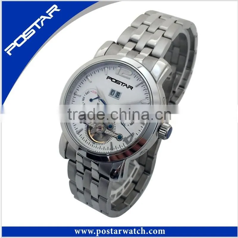 Classic Men's Black Leather Dial Skeleton Mechanical Sport Army Wrist Watch