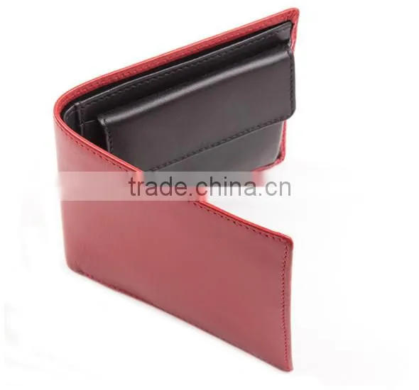 100% handmade premium calf leather coin wallet in red with black interior genuine leather slim coin wallet