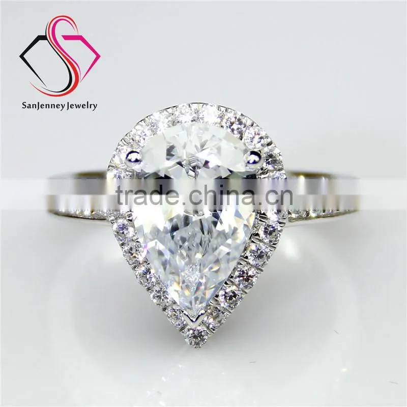 Pear Cut Moissanite Solitaire 2 Carat Water Drop 10*7mm Center 14k White Gold Wedding Engagement Ring