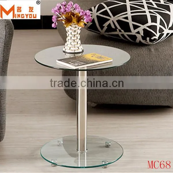 Living room glass top iron end table furniture