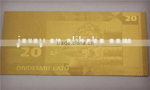 Gold plated banknotes Latvia Banknote