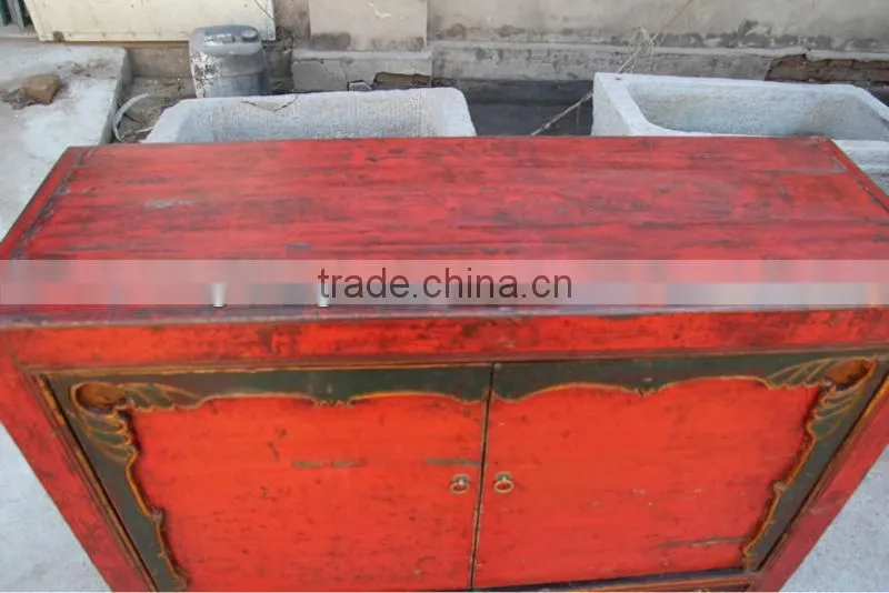 Chinese antique furniture red mongolia cabinet