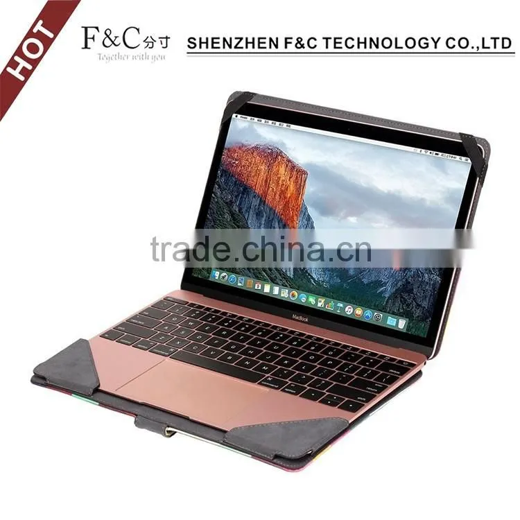 Shenzhen handmade deluxe PU leather Material folio cover for macbook accessories 11" 12" 13" 15" Compatible