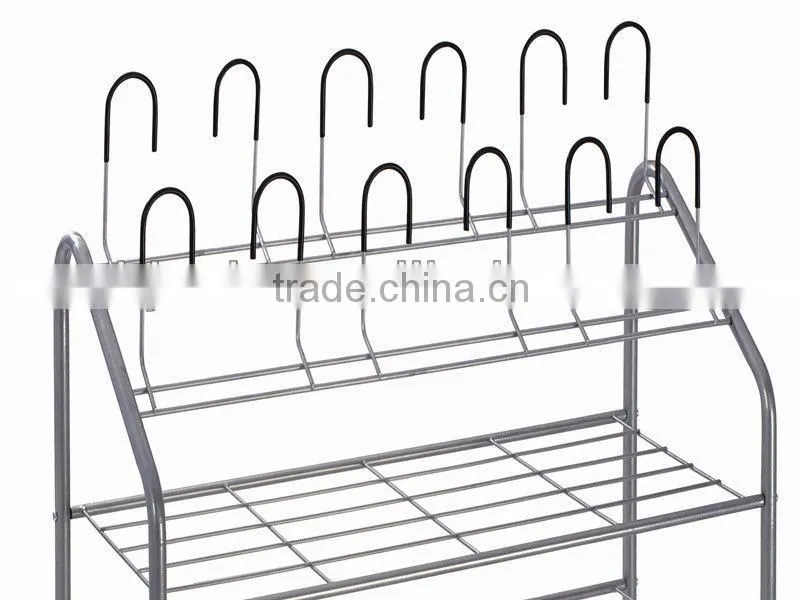 Household Essentials silver 4 layer Metal shoe rack