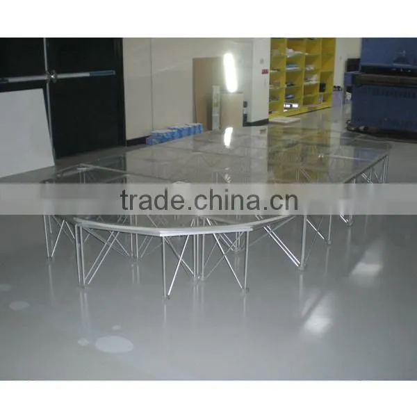 Hot seling aluminum acrylic portable stage with wheelchair ramp for 80cm high stage with landing and guard rails