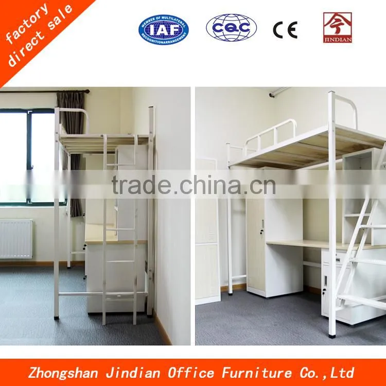Modern Cheap School Furniture Metal Dormitory Bed With Computer Desk And Cabinet