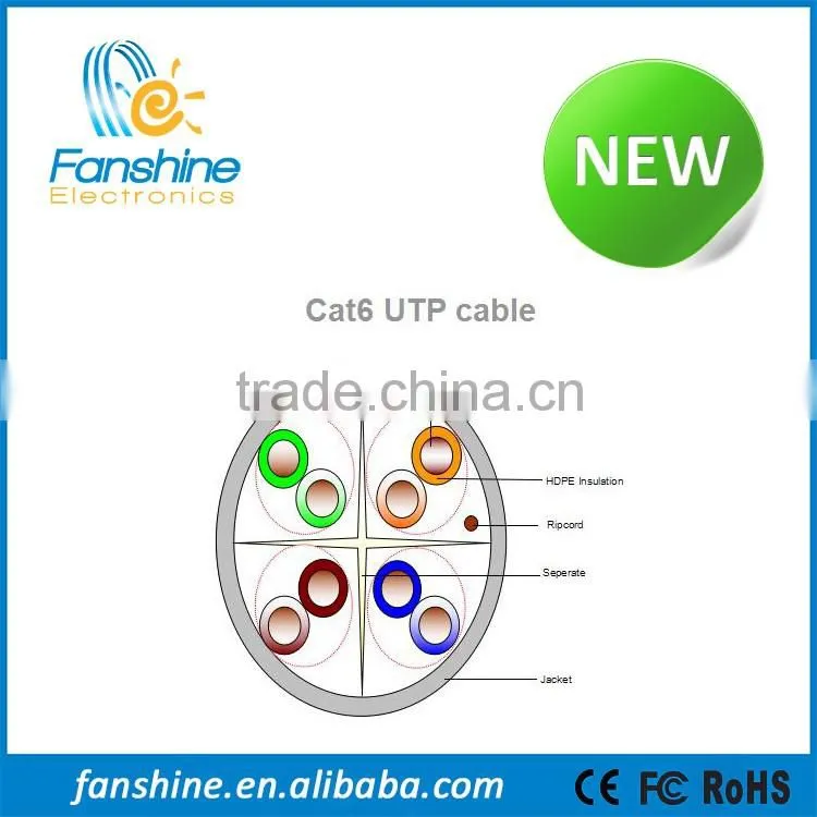 Fanshine Wire 0.57mm Flexible Cat6 UTP 4pr 23awg Cable