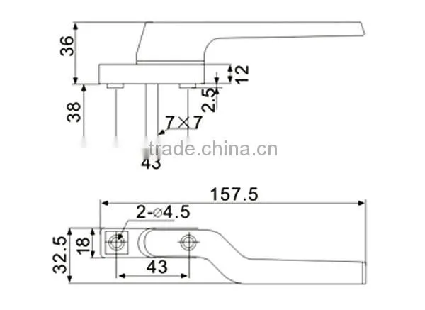 PVC Door & Window Handles,Zinc Alloy Handle,Bent Handle Paint Brush