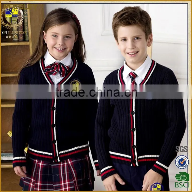 2016 Factory wholesale High Quality Unisex Shcool Cardigan Uniform/ Customized Cardigan With Your Own Design