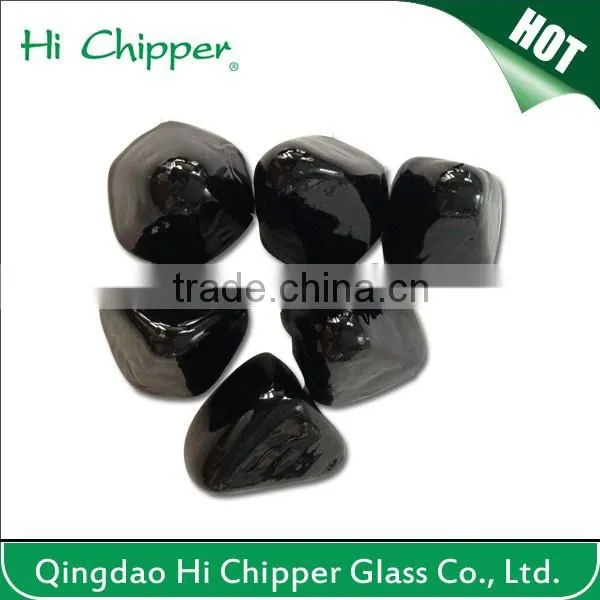 Blue colored faced diamond shape fire pit glass gem stone
