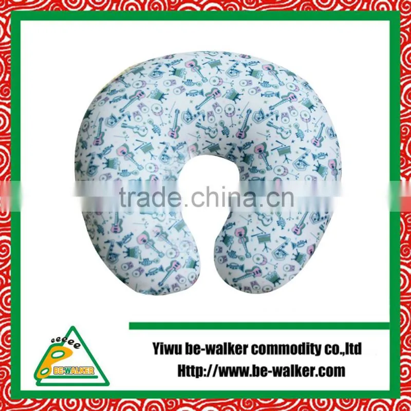 Soft plush embroidery neck pillow with button