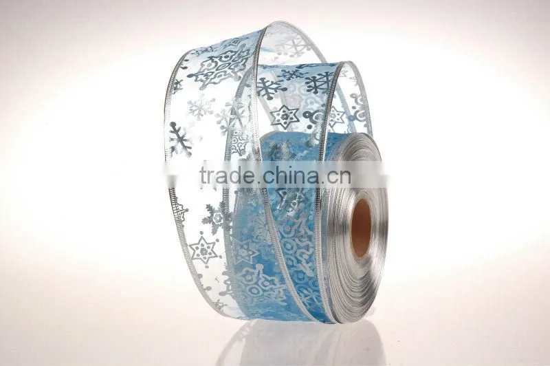 2014 New Design and Cheap Organza Chrismas Ribbon for Decoration