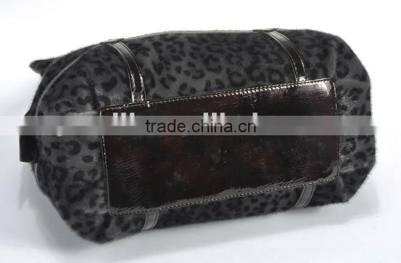 New Fashion 2012! Trendy Lady Imitative Horse-hair With Leopard Printing Handbag!