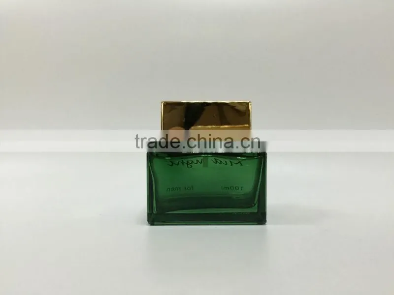 110ml Green Painting Rectangle Perfume Glass Bottle for Man